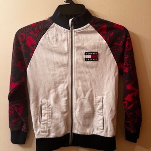 Tommy Hilfiger Red and White Kids Space Jam (2021) Varsity Bomber Jacket Size 7